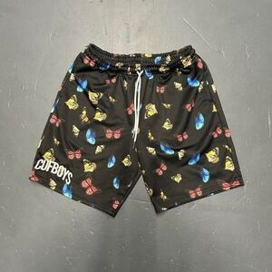 Retro all over print butterfly drawstring streetwear athletic short shorts